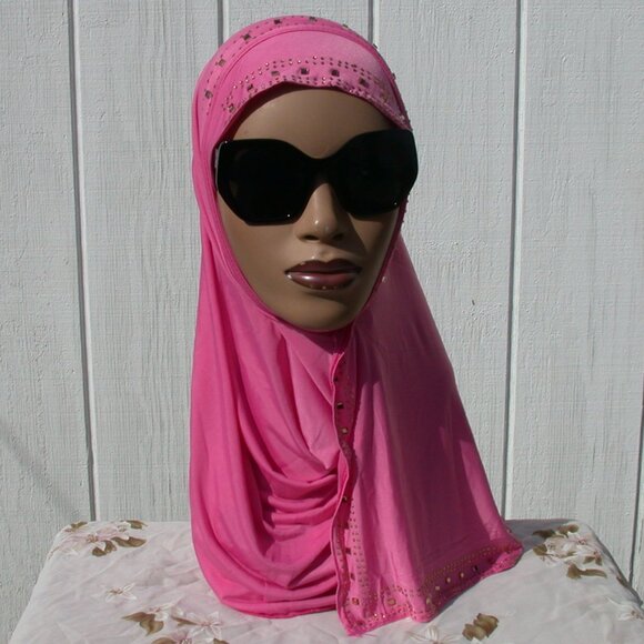 1 pc Instant Slip On Mona Style Hijab Pink Barbie - Picture 1 of 3